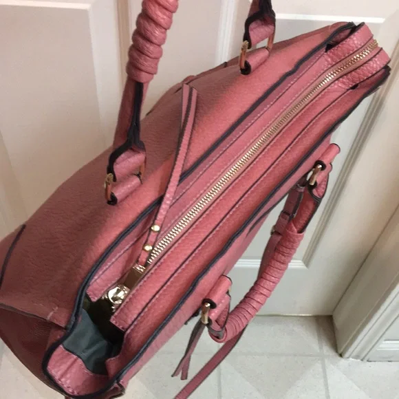 Elegant Salmon Leather Handbag Satchel/Crossbody - Picture 7 of 13